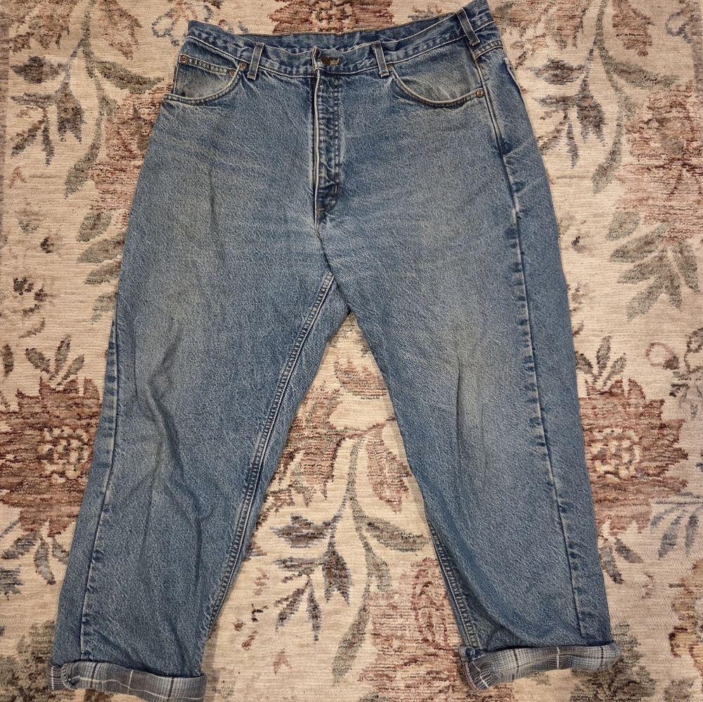 Carhartt Vintage 90s B21 Flannel-lined Faded Blue Jeans